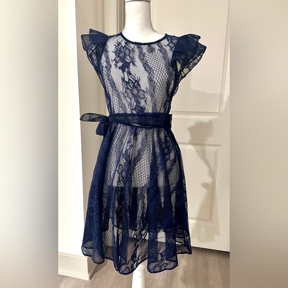 Maje Raspail Ruffled Lace Mini Dress - Picture 4 of 6